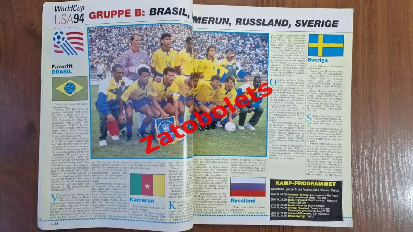 Чемпионат мира 1994 США Сборная России ТВ-гид представление команд изд.Норвегия 3