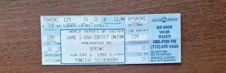 Билет футбол США - СССР 02.02.1992 Товарищеский матч