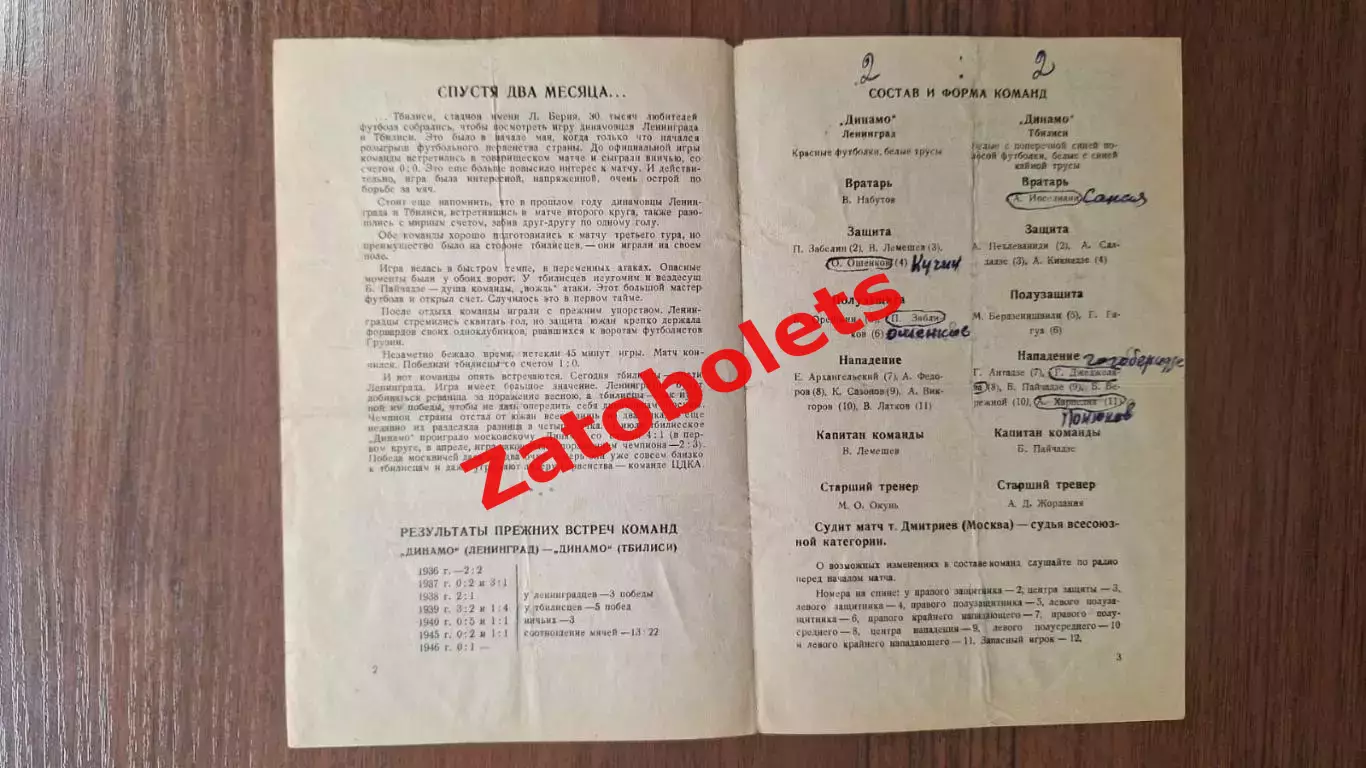 Динамо Ленинград - Динамо Тбилиси 1946 1
