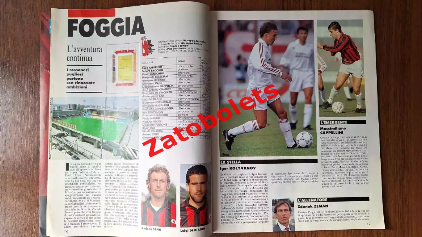 Футбол Super Calcio Чемпионат Италии 1993-1994 Серия А Представление команд 4