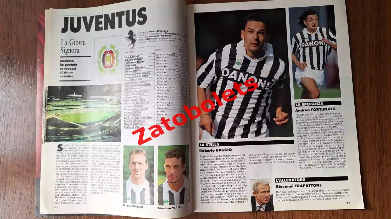 Футбол Super Calcio Чемпионат Италии 1993-1994 Серия А Представление команд 6