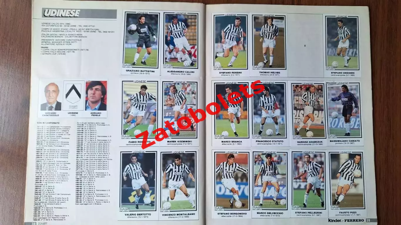 Альбом Серия А Чемпионат Италии 1993 - 1994 Guerin Sportivo Ювентус Милан Рома 4