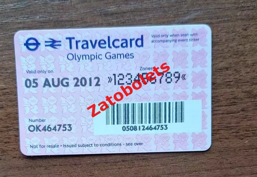 Travelcard Карта 2012 Олимпийские игры Олимпиада Лондон