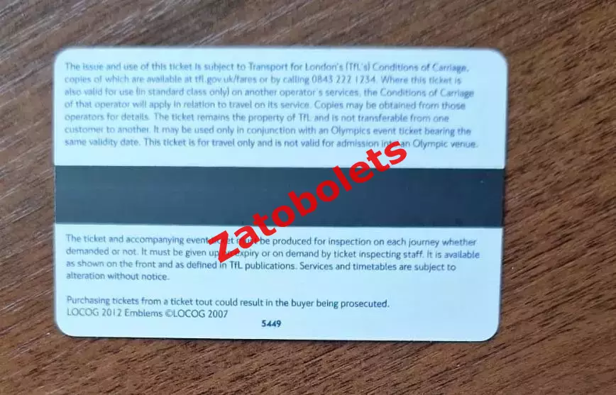 Travelcard Карта 2012 Олимпийские игры Олимпиада Лондон 1