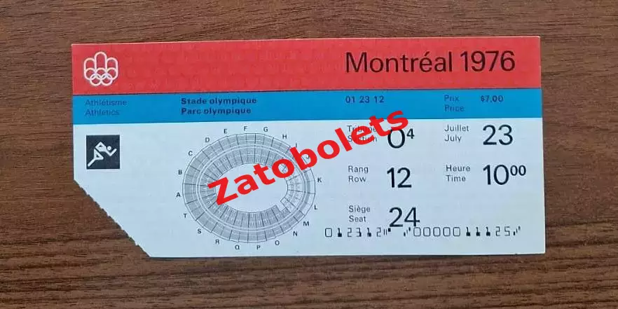 билет Легкая атлетика 23.07.76 Олимпийские Игры Олимпиада 1976 Монреаль Канада