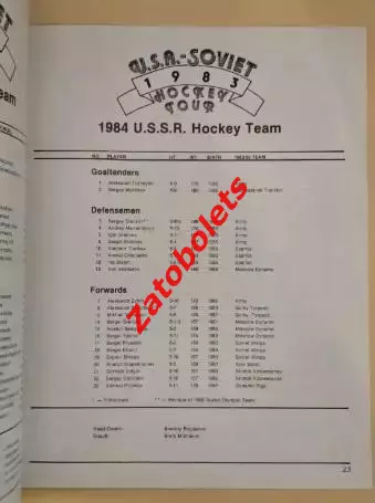 США - СССР 09.12.1983 Товарищеский матч 1