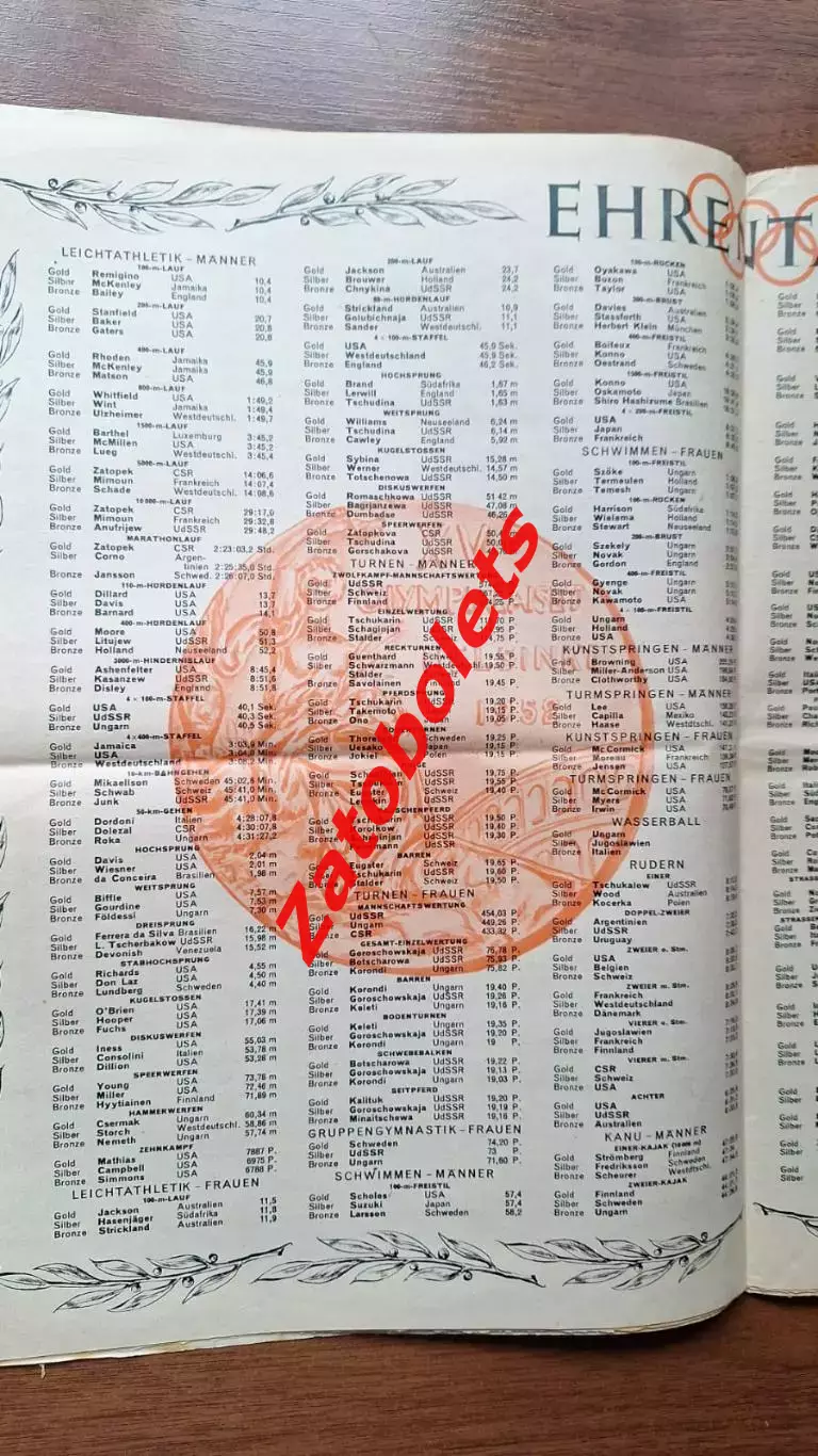 Sport Bild Спецвыпуск 1952 Олимпийские игры Олимпиада Хельсинки ИТОГИ 5