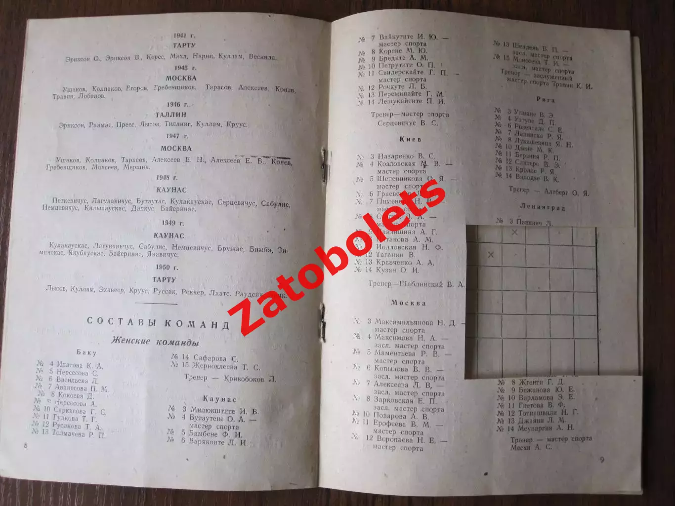 Баскетбол Программа 12 матча 8 городов СССР Харьков 1951 Автограф Свердловск 2