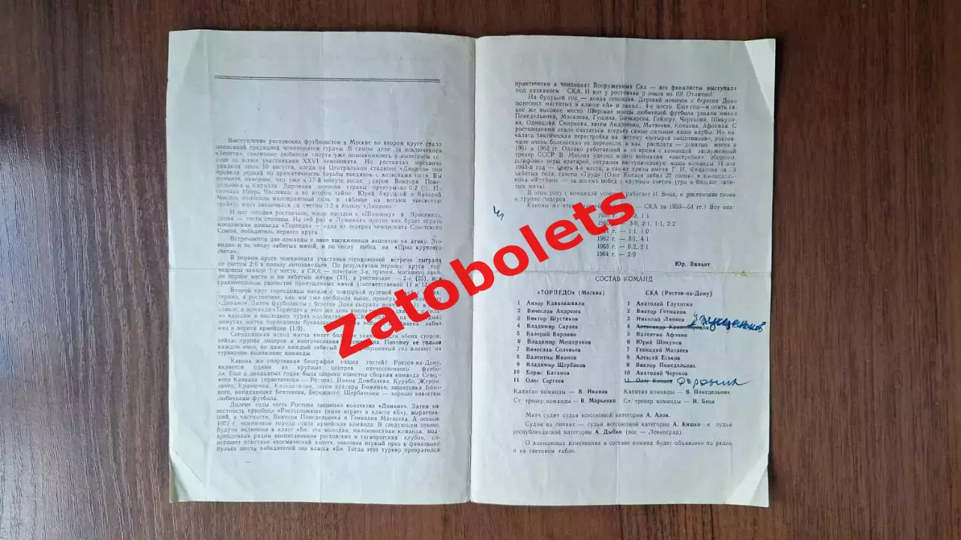 Торпедо Москва - СКА Ростов-на-Дону 1964 1