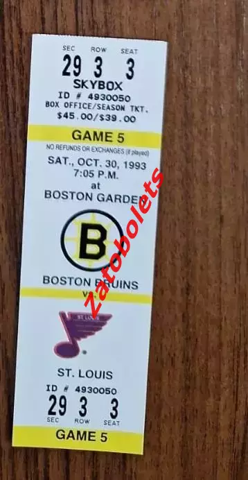 Хоккей НХЛ Бостон Брюинз - Сент-Луис Блюз 30.10.1993