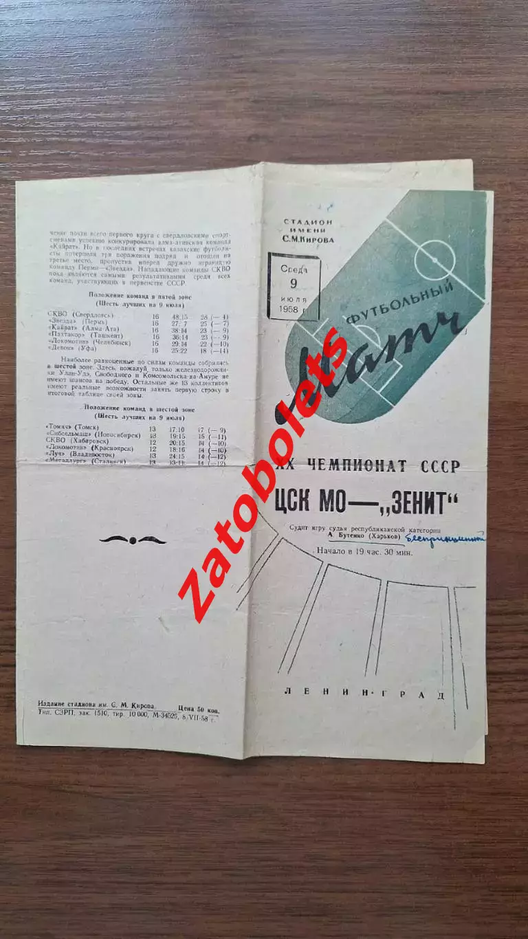 Зенит Ленинград - ЦСК МО ЦСКА Москва 1958 3