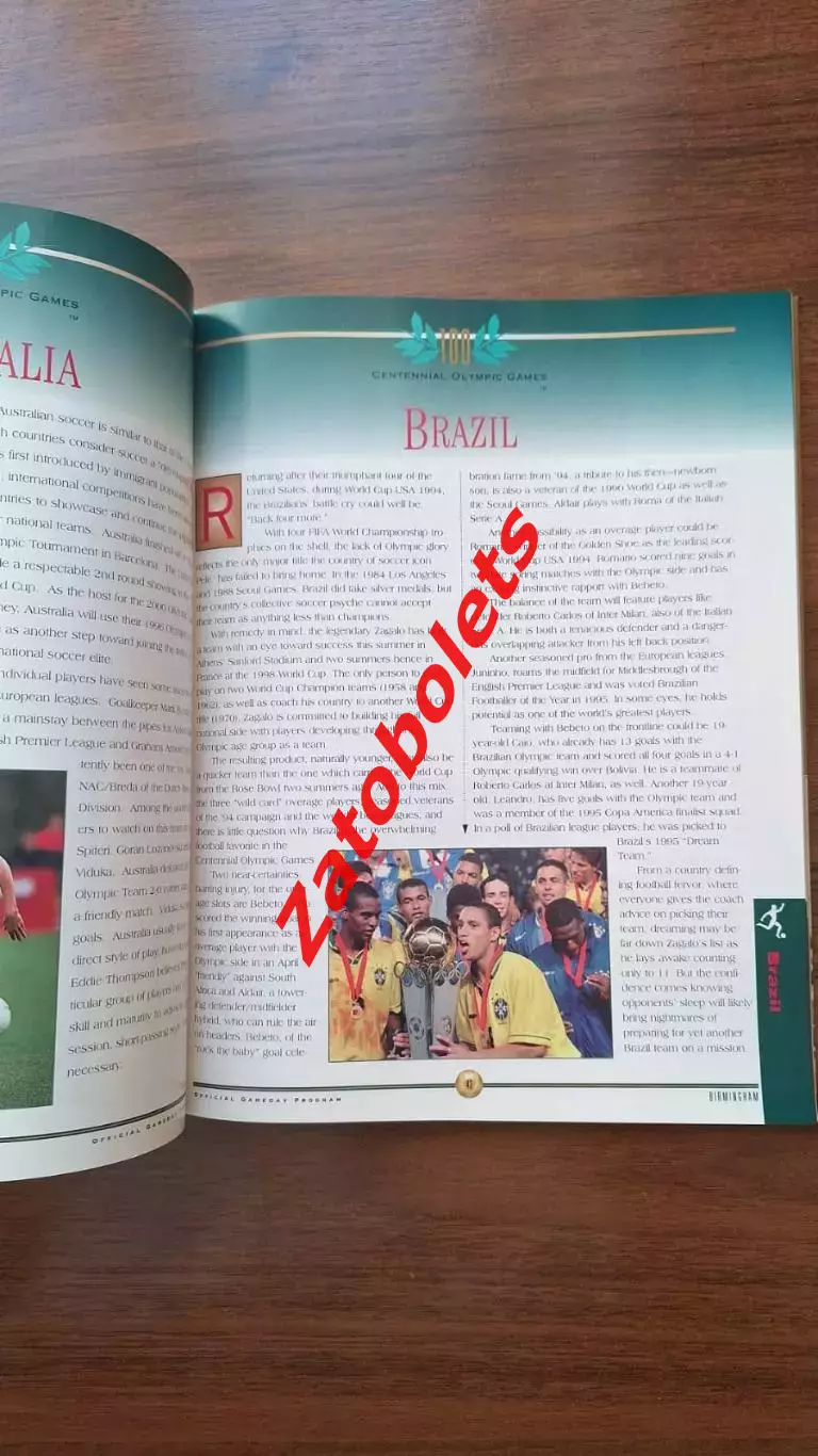 Футбол Олимпийские Игры Олимпиада 1996 Атланта США Бирмингем Мужчины / Женщины 4