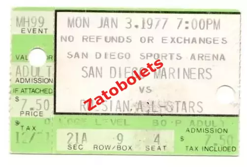 Сан Диего Маринерз США ВХА (WHA) – СССР сборная 03.01.1977