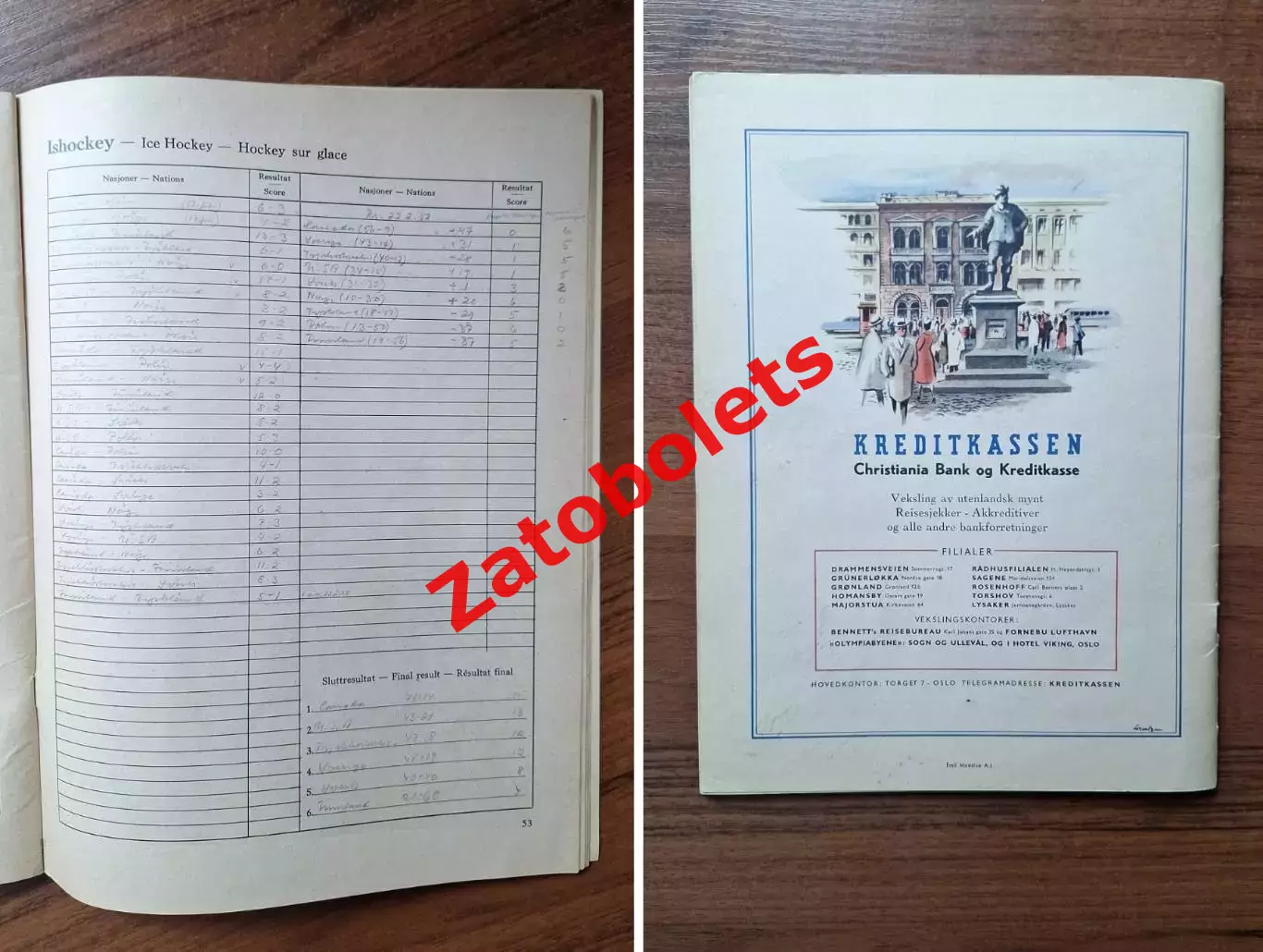 Программа Олимпийские игры 1952 Олимпиада Осло Норвегия 7