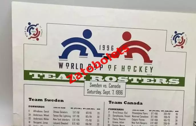 Швеция - Канада Кубок Мира 1996