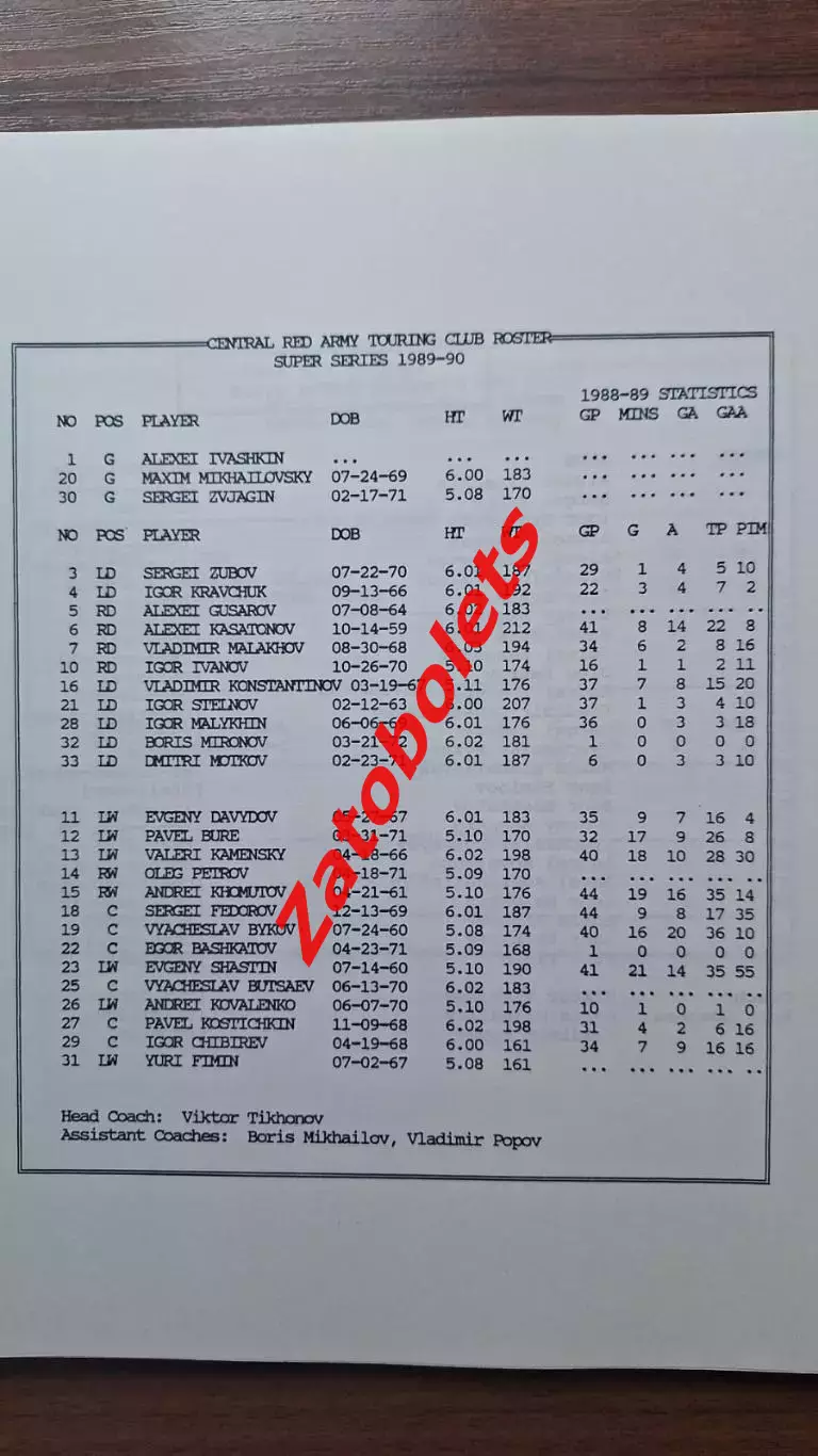 Хоккей НХЛ - СССР 1989 - 1990 Суперсерия Медиа-гид 3