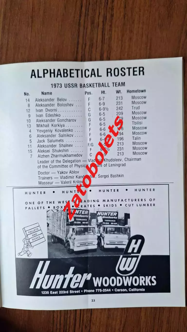 Баскетбол США - СССР 29.04.1973 Товарищеский матч 2