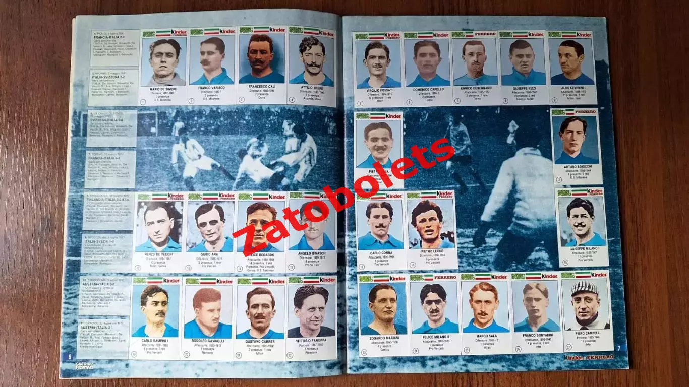 Альбом AZZURRI с наклейками игроков сборной Италии 1910 - 1994 Guerin Sportivo 1