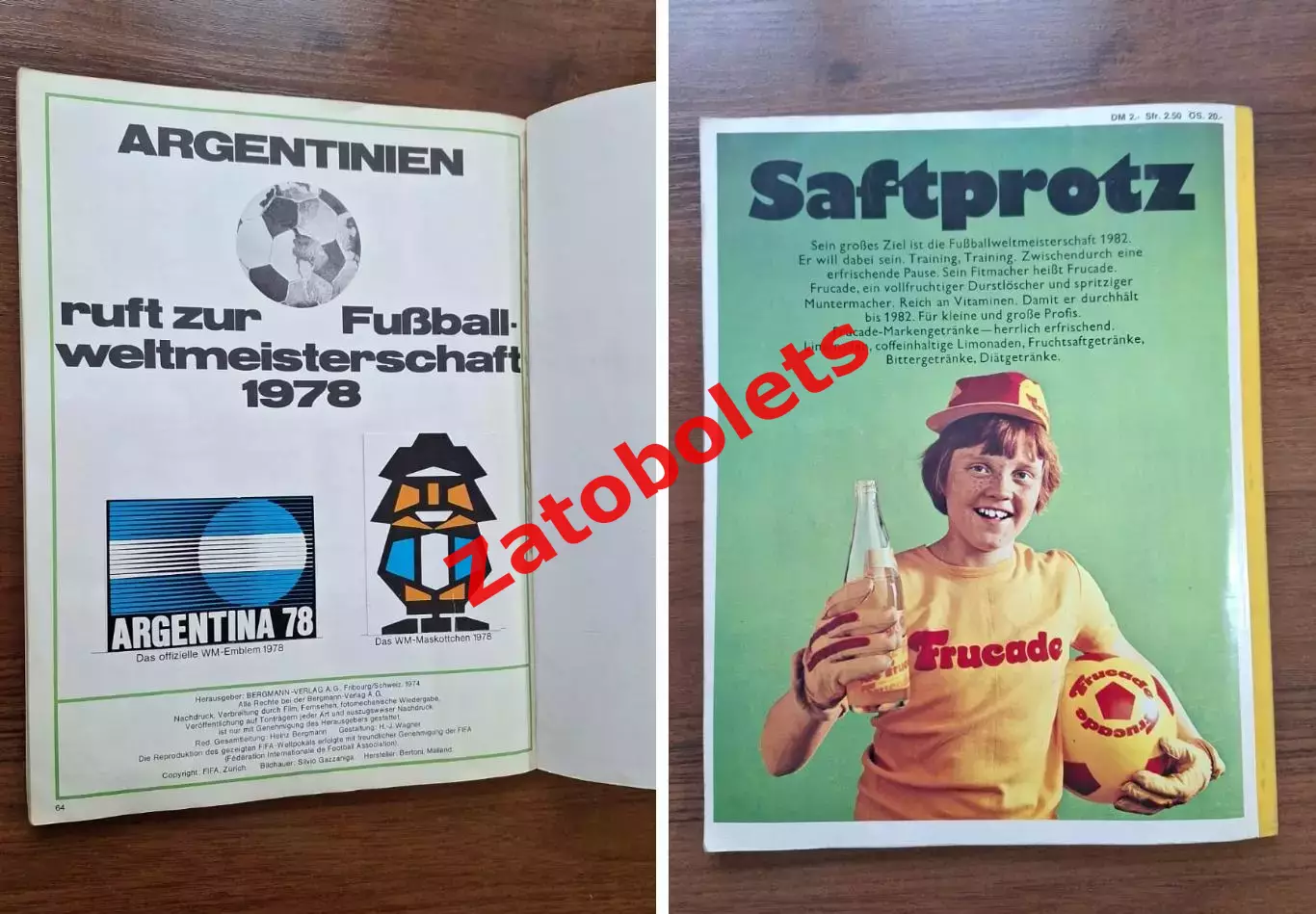 Альбом Чемпионат Мира 1974 с наклейками игроков BERGMANN Fussball WM 1974 7