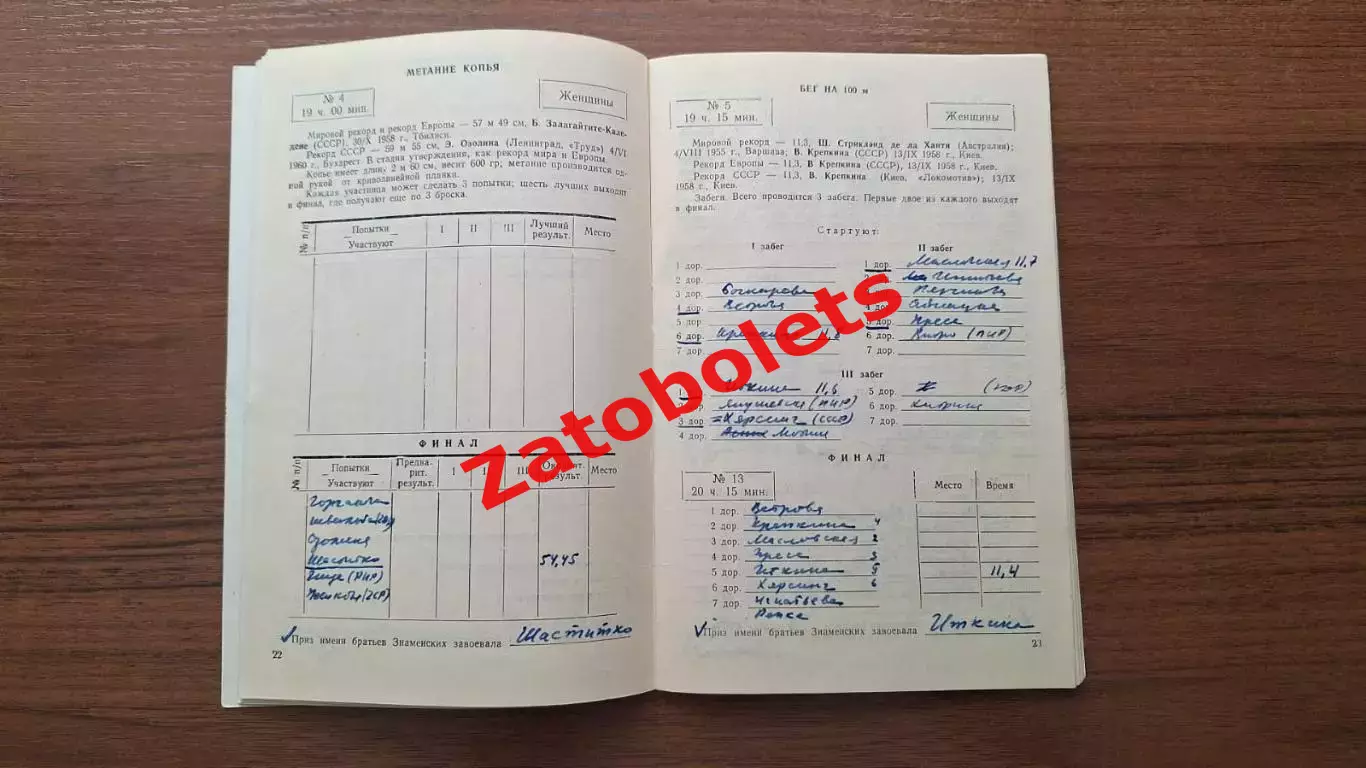 Легкая атлетика Мемориал Соревнования братьев Знаменских 1960 Москва 1