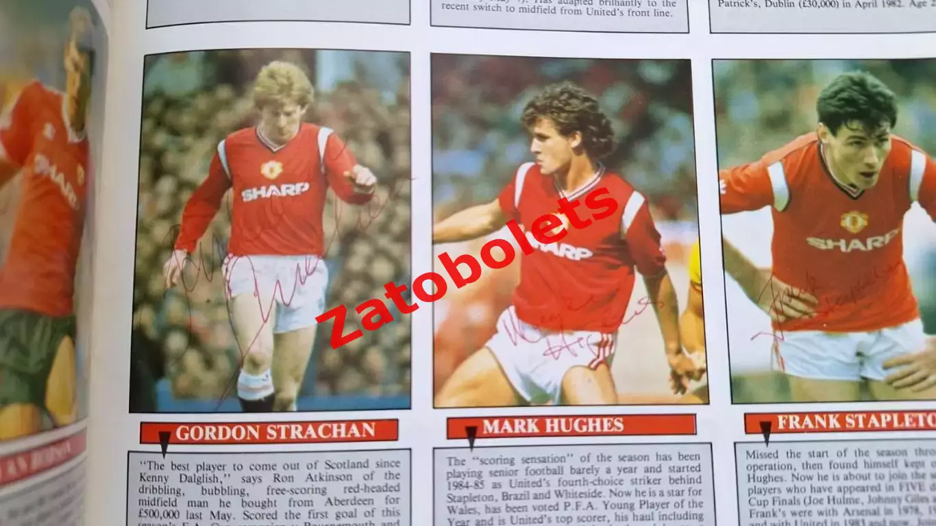 Автографы Эвертон - Манчестер Юнайтед 1985 Робсон Хьюз Страчан Стэплтон Стивенс 6