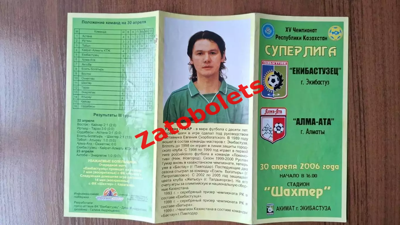 Чемпионат Казахстана Екибастузец Экибастуз - Алма-Ата 2006