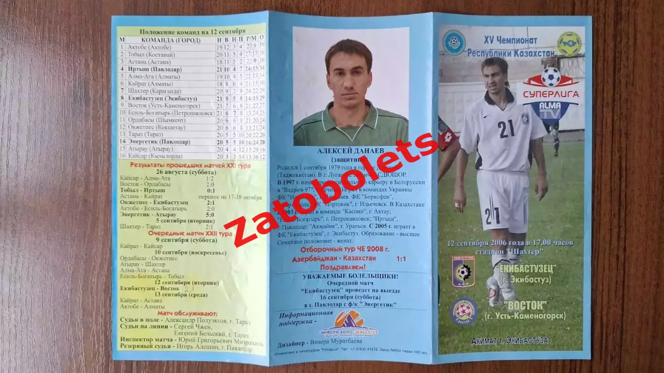 Екибастузец Экибастуз - Восток Усть-Каменогорск 2006 Алексей Данаев Луганск
