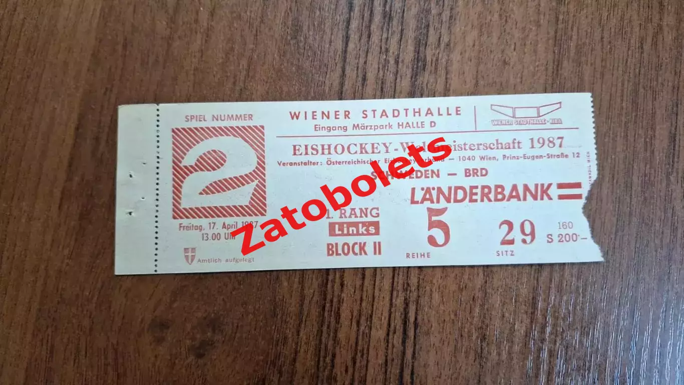 Швеция - ФРГ 17.04.1987 Чемпионат Мира Австрия Вена