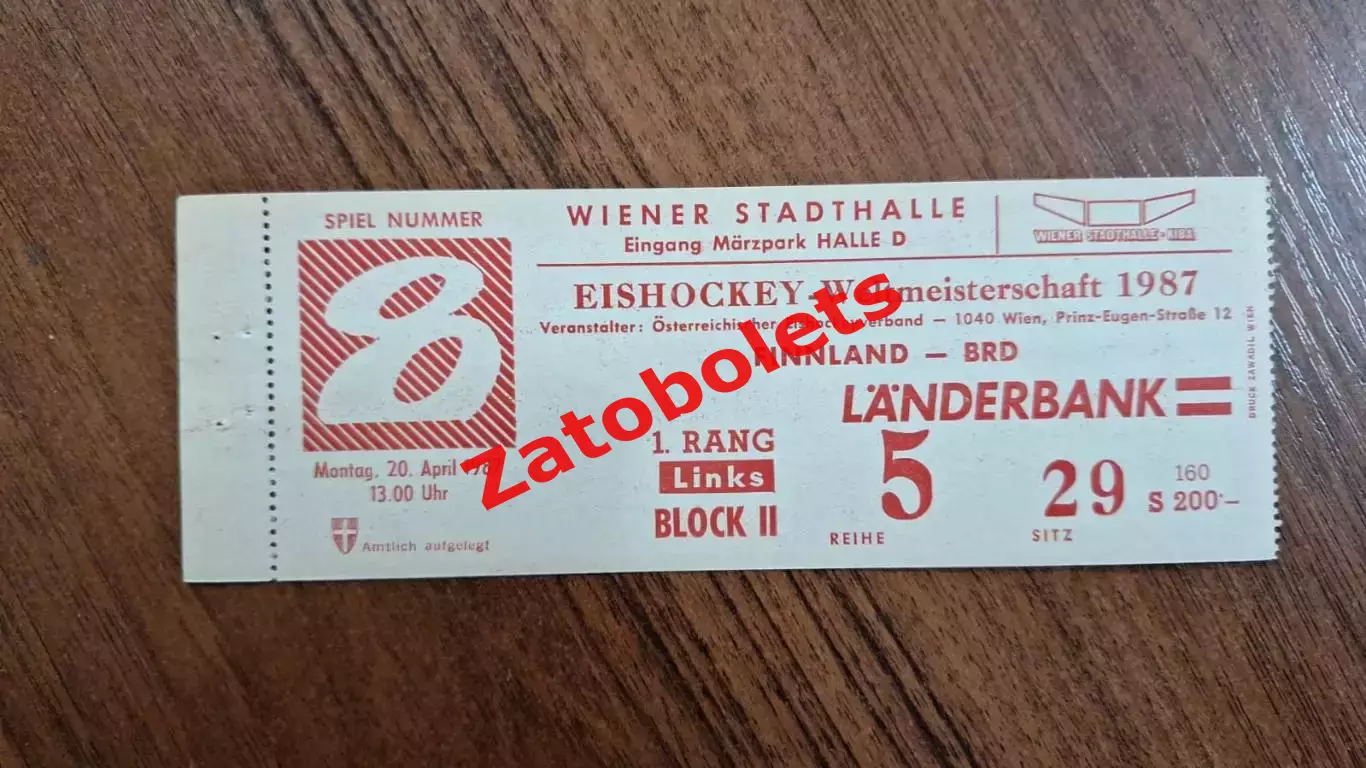 Финляндия - ФРГ 20.04.1987 Чемпионат Мира Австрия Вена