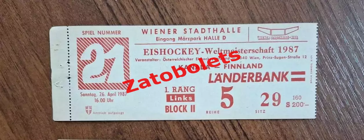 Канада - Финляндия 26.04.1987 Чемпионат Мира Австрия Вена