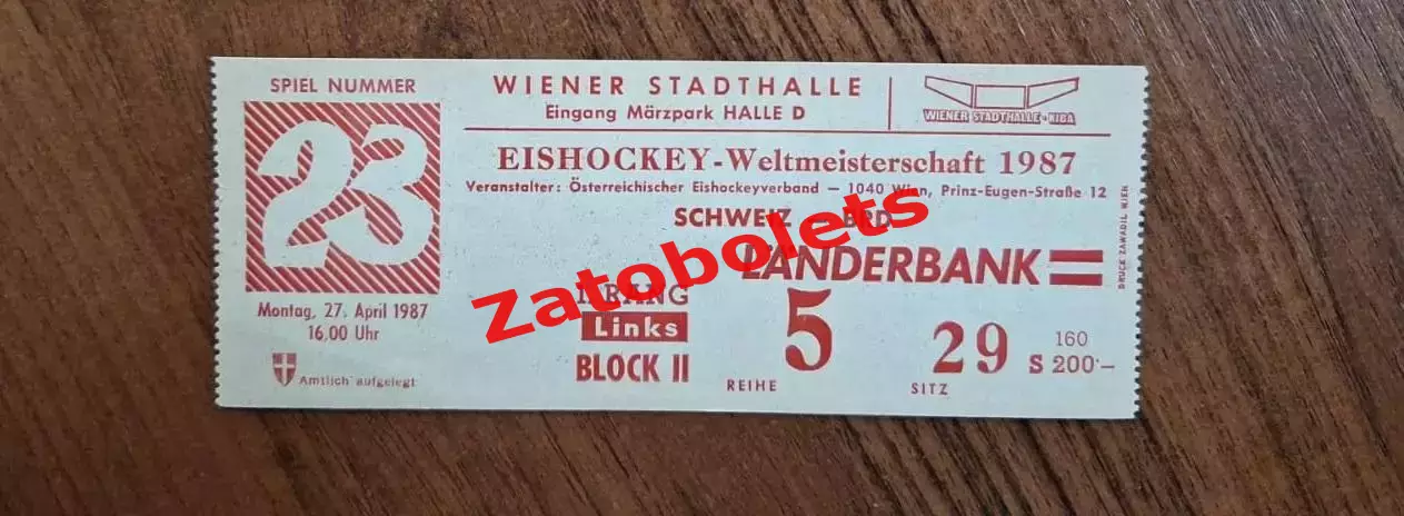 Швейцария - ФРГ 27.04.1987 Чемпионат Мира Австрия Вена