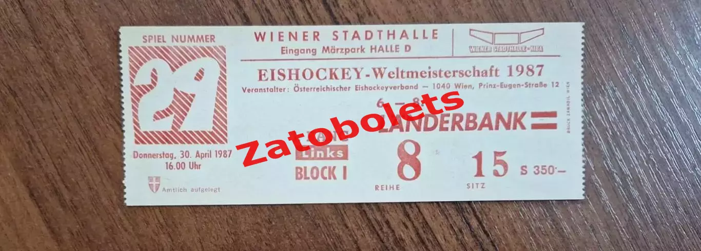 Финляндия - Швейцария 30.04.1987 Чемпионат Мира Австрия Вена