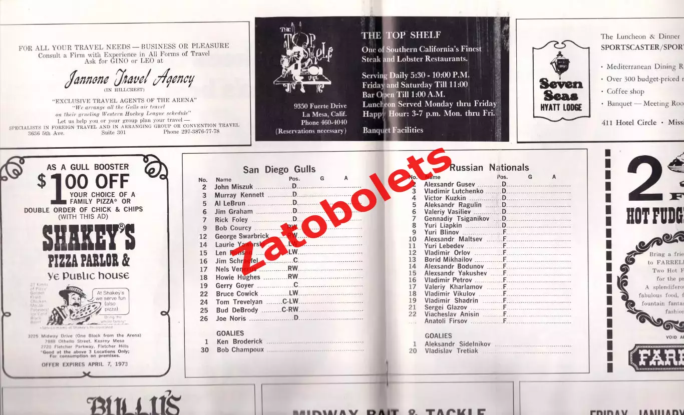 Сан Диего - Сборная СССР 03.01.1973 1