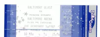 билет футбол Балтимор Бласт США - Динамо Москва СССР 03.02.1987