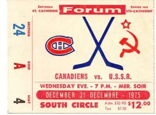 Билет Монреаль Канадиенс Канада НХЛ - ЦСКА СССР 1975