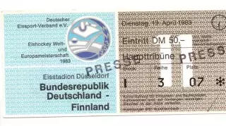 билет ФРГ - Финляндия 1983 Чемпионат Мира