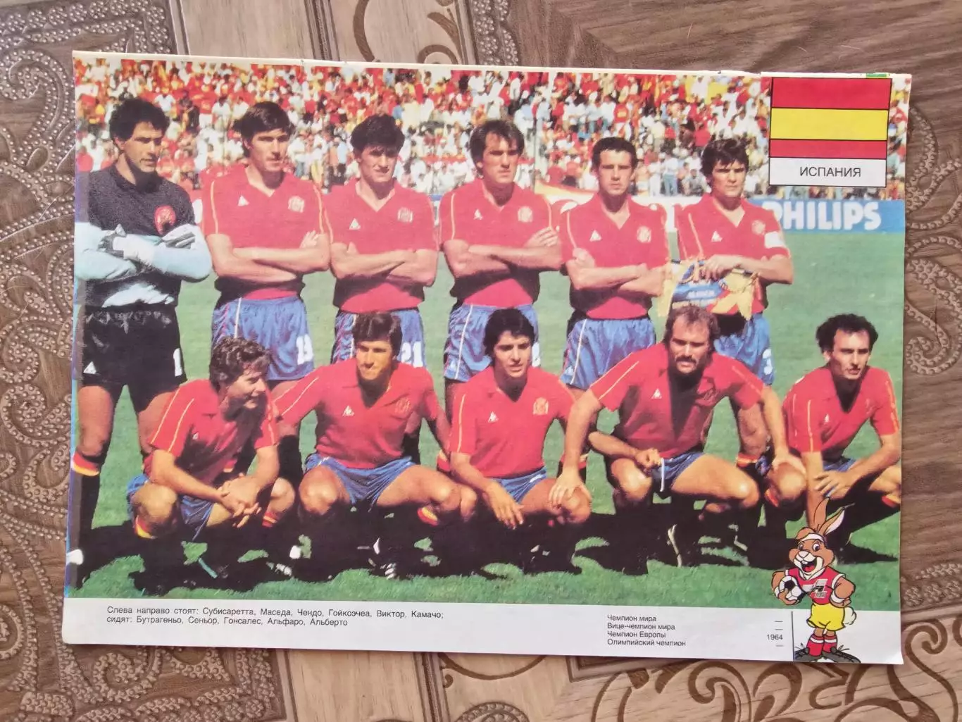 Сборная Англия на обратной стороне Испания. 1