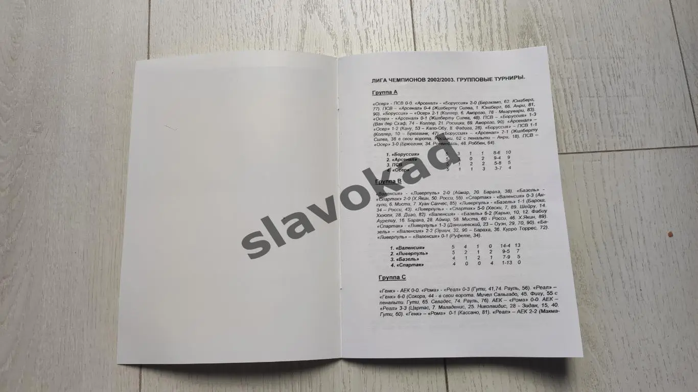 Спартак Москва - Базель Швейцария 05.11.2002 - КБ Спартак (изд Фикс) - РЕПРИНТ 1