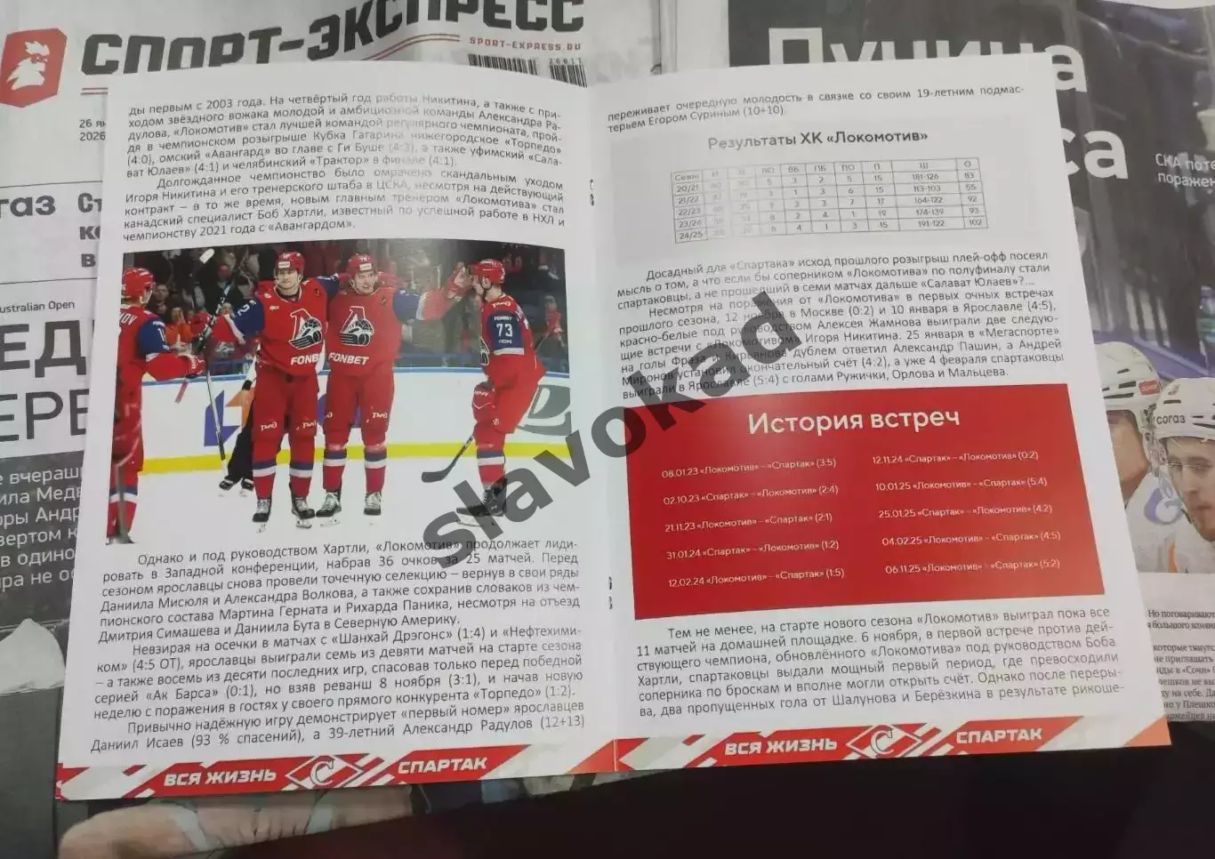 Спартак Москва - Локомотив Ярославль 25.01.2026 - официальная программа № 22 2