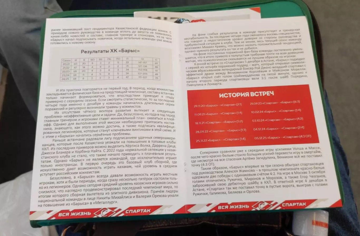 Спартак Москва - Барыс Астана 28.02.2026 - официальная программа № 29 2