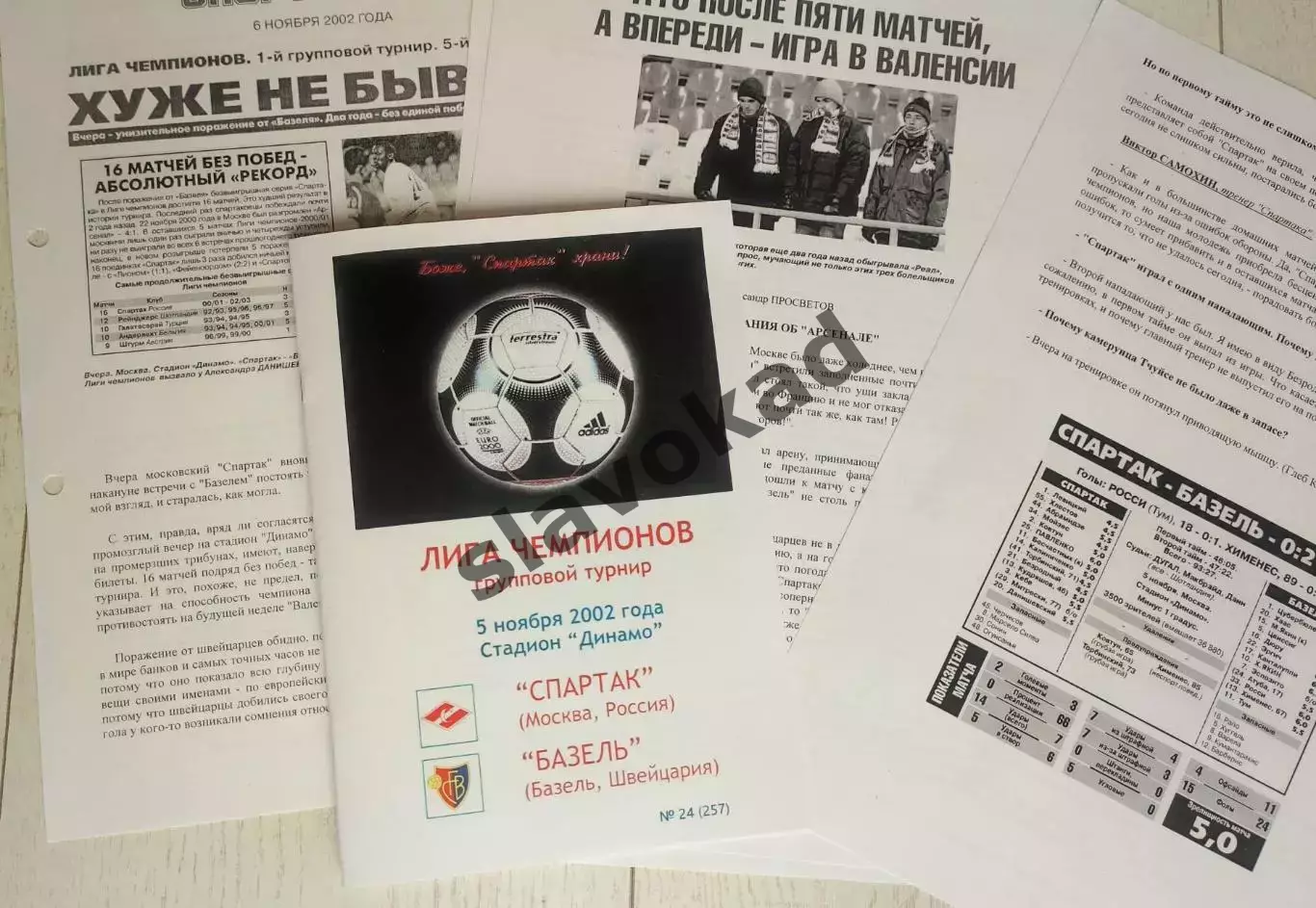 Спартак Москва - Базель Швейцария 05.11.2002 - КБ Спартак (изд Фикс) - РЕПРИНТ
