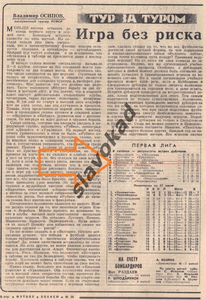 Динамо Ленинград - Крылья Советов Куйбышев 24.06.1971 - билет к матчу 2