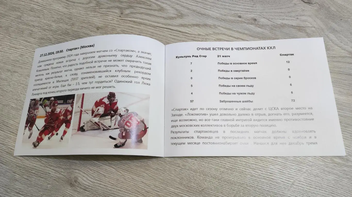 Куньлунь Ред Стар Китай - Спартак Москва 27.12.2024 - официальная программа № 21 1
