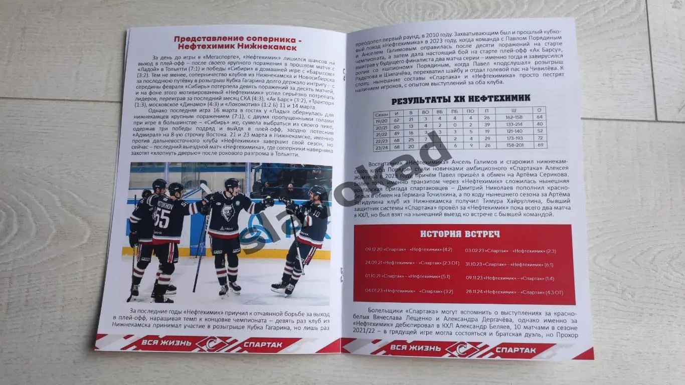 Спартак Москва - Нефтехимик Нижнекамск 18.03.2025 - официальная программа № 32 2