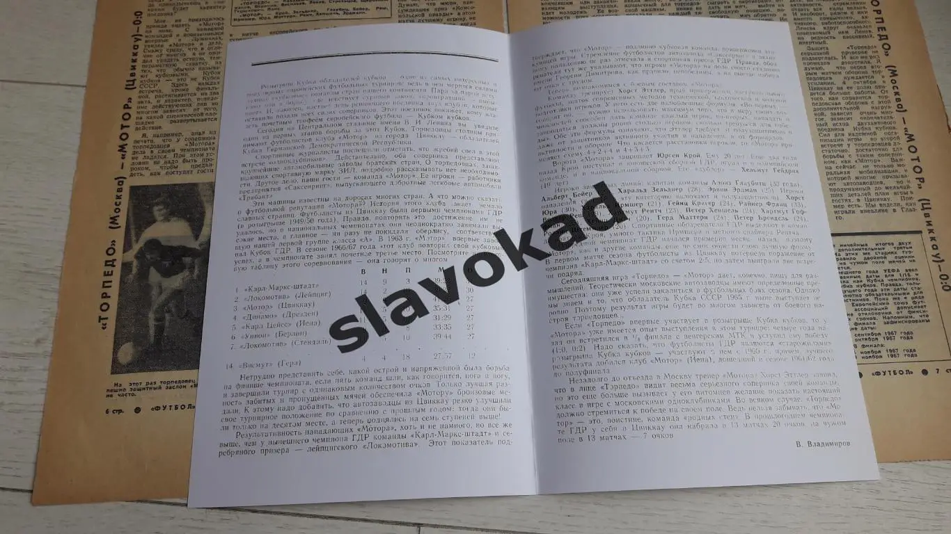 Торпедо Москва СССР - Мотор Цвиккау ГДР 20.09.1967 - Кубок Кубков - КОПИЯ 1