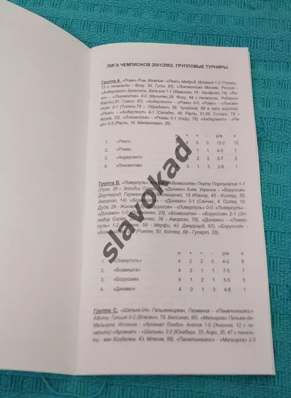 Спартак Москва - Спарта Прага 23.10.2001 - КБ Спартак (Фикс) - РЕПРИНТ 1
