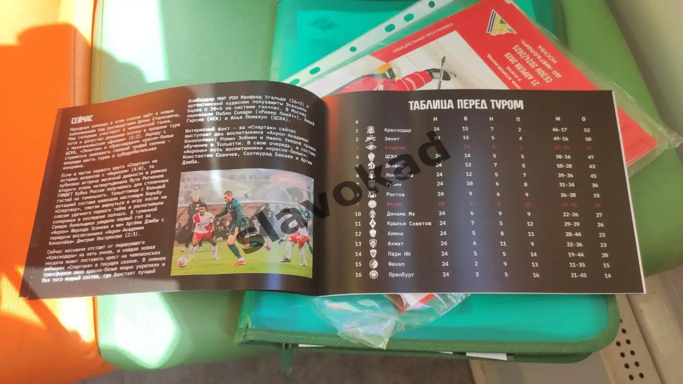 Акрон Тольятти - Спартак Москва 19.04.2025 РПЛ - официальная программка 2