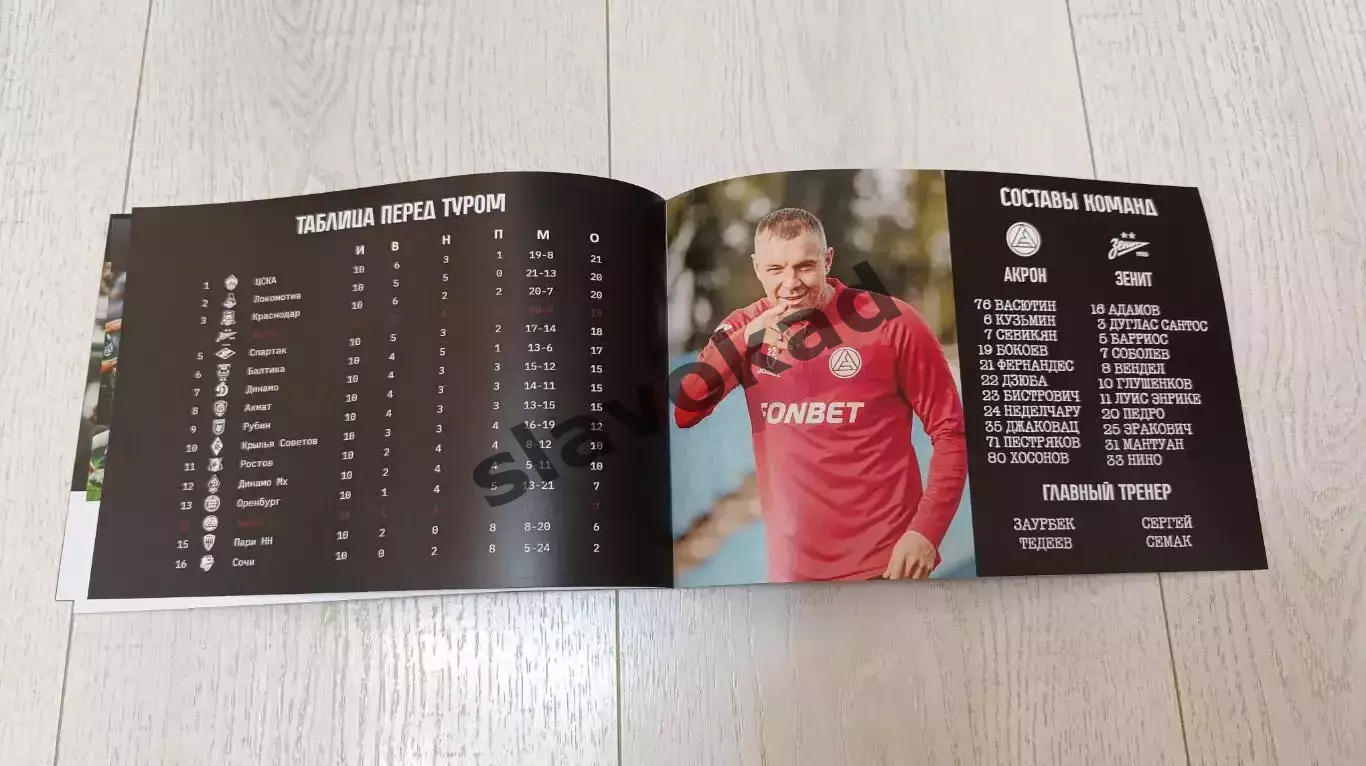 Акрон Тольятти - Зенит С-Пб 04.10.2025 РПЛ - официальная программка + протокол 5