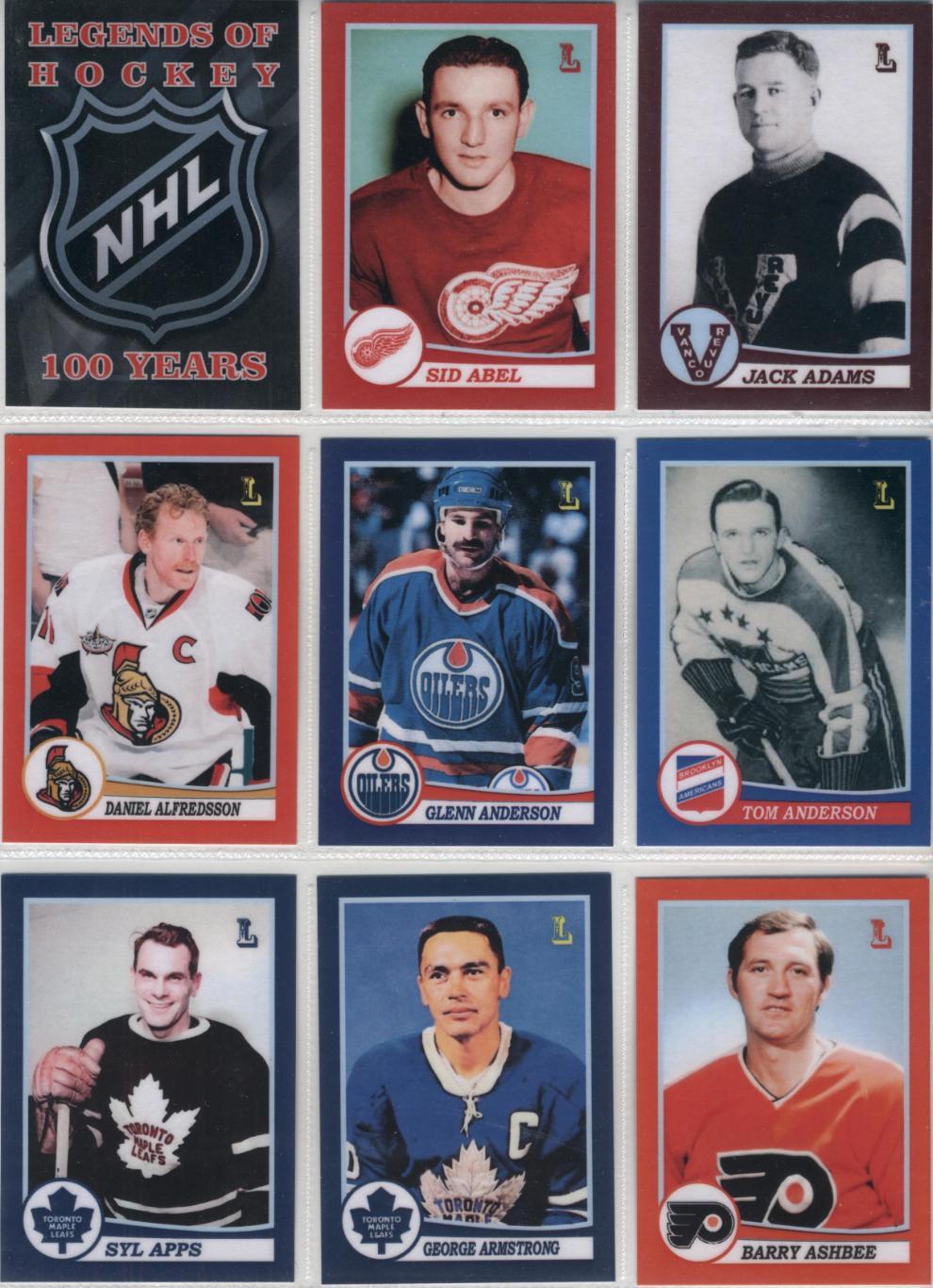 Хоккейные карточки. LEGENDS OF HOCKEY.NHL.100 YEARS. Сет 306 карт