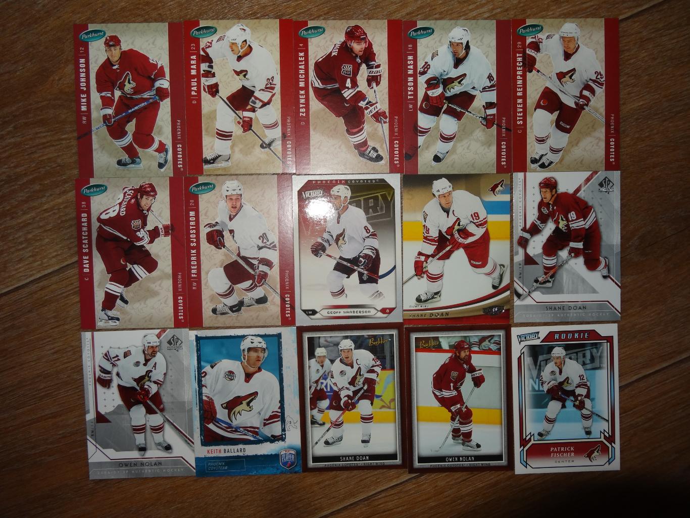 Хоккейные карточки.НХЛ.Arizona Coyotes.Phoenix Coyotes. 95 разных карт 3